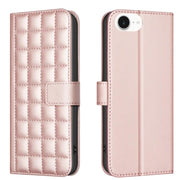 For iPhone 16e Square Texture Leather Phone Case(Rose Gold)