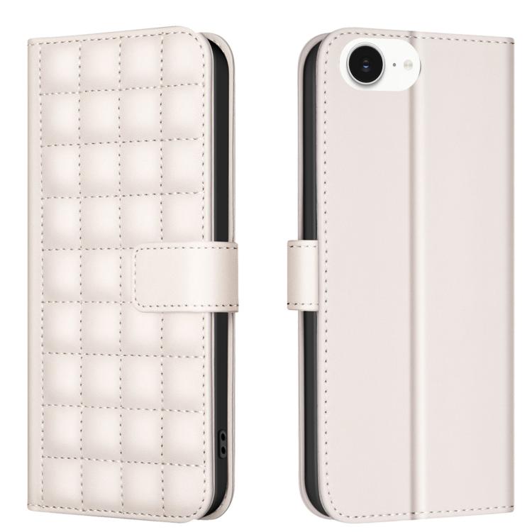 For iPhone 16e Square Texture Leather Phone Case(Beige)