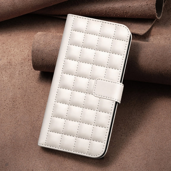For iPhone 16e Square Texture Leather Phone Case(Beige)