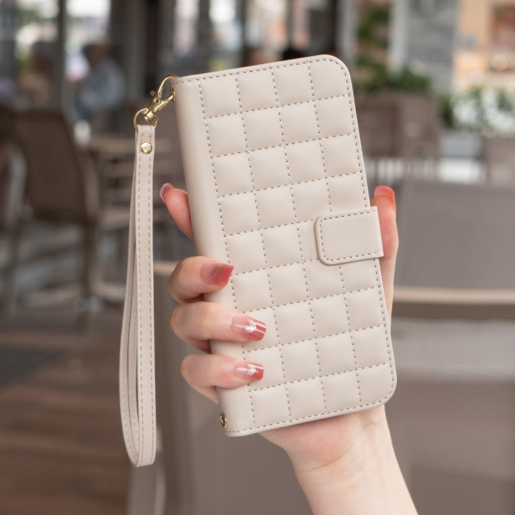 For iPhone 16e Square Texture Leather Phone Case(Beige)