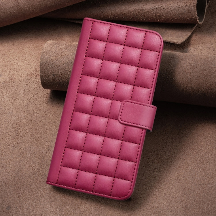 For iPhone 16e Square Texture Leather Phone Case(Red)
