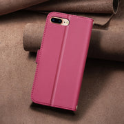 For iPhone 16e Square Texture Leather Phone Case(Red)