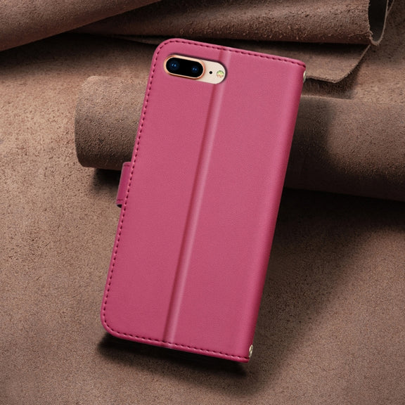 For iPhone 16e Square Texture Leather Phone Case(Red)