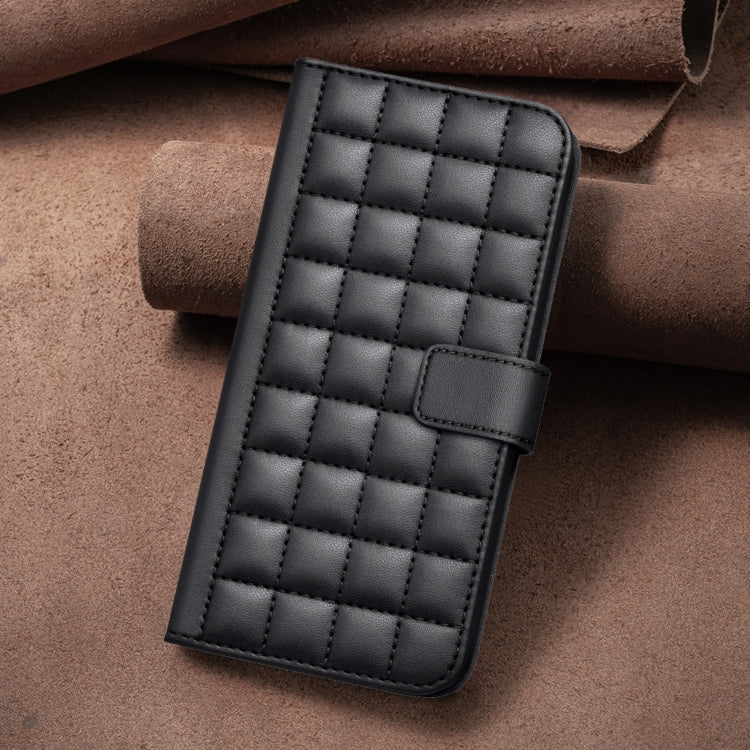 For iPhone 16e Square Texture Leather Phone Case(Black)