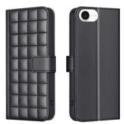 For iPhone 16e Square Texture Leather Phone Case(Black)