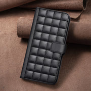 For iPhone 16e Square Texture Leather Phone Case(Black)