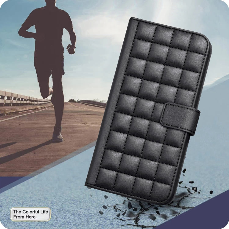 For iPhone 16e Square Texture Leather Phone Case(Black)