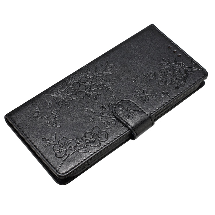 For Blackview A55 Pro Butterflies and Flowers Leather Phone Case(Black)
