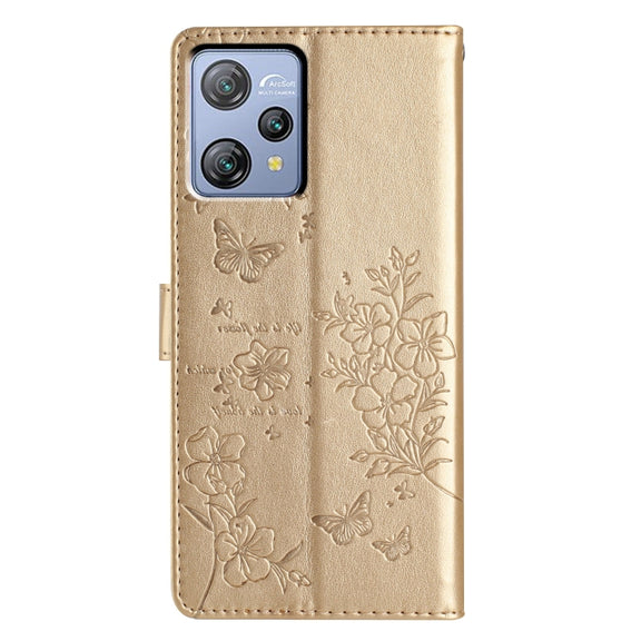 For Blackview A53 / A53 Pro Butterfly Love Flower Embossed Leather Phone Case(Gold)