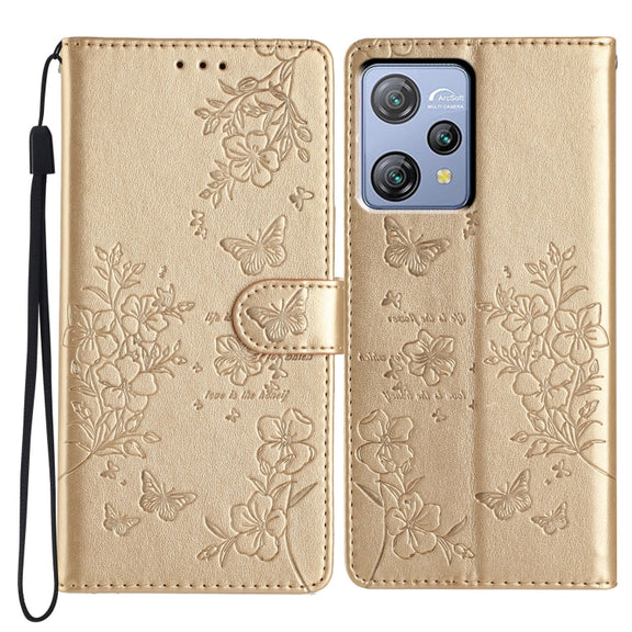 For Blackview A53 / A53 Pro Butterfly Love Flower Embossed Leather Phone Case(Gold)