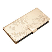 For Ulefone Note 14 Butterflies and Flowers Leather Phone Case(Gold)