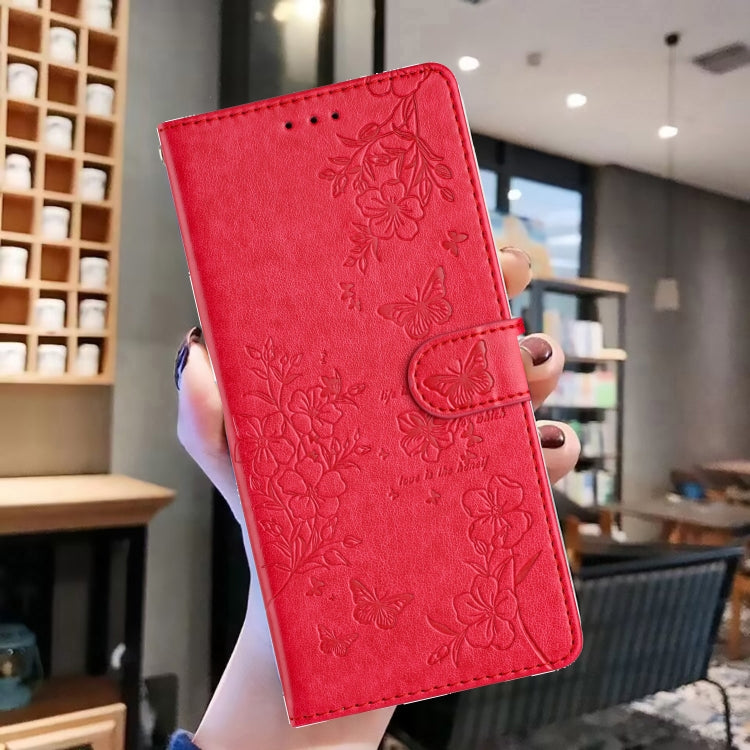 For Ulefone Note 14 Butterflies and Flowers Leather Phone Case(Red)