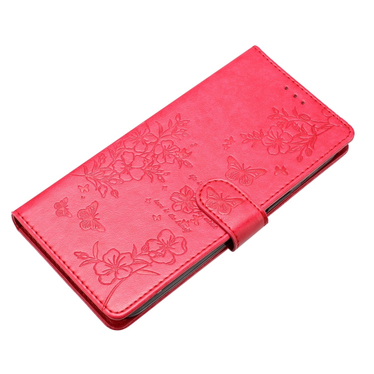 For Ulefone Note 14 Butterflies and Flowers Leather Phone Case(Red)