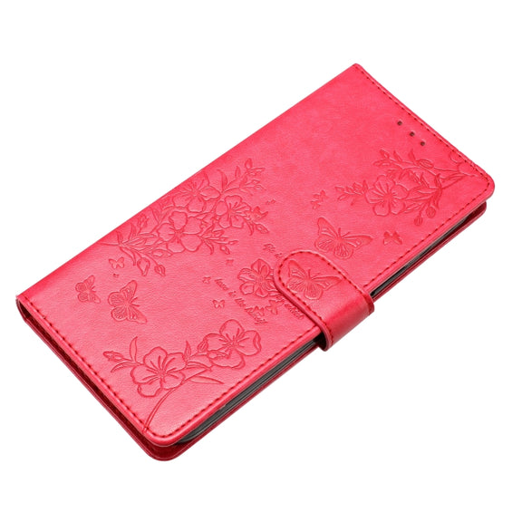For Ulefone Note 14 Butterflies and Flowers Leather Phone Case(Red)