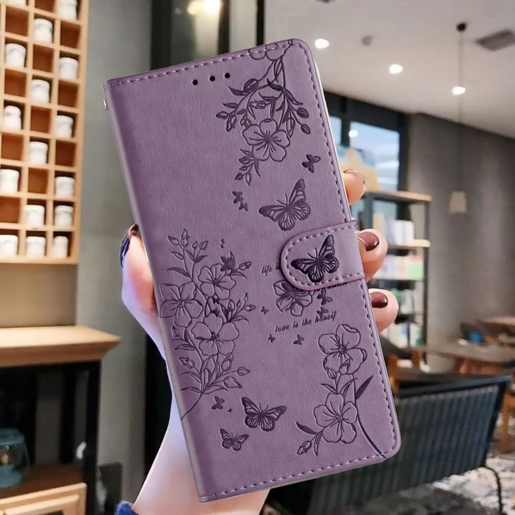 For Ulefone Note 14 Butterflies and Flowers Leather Phone Case(Purple)