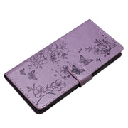 For Ulefone Note 14 Butterflies and Flowers Leather Phone Case(Purple)