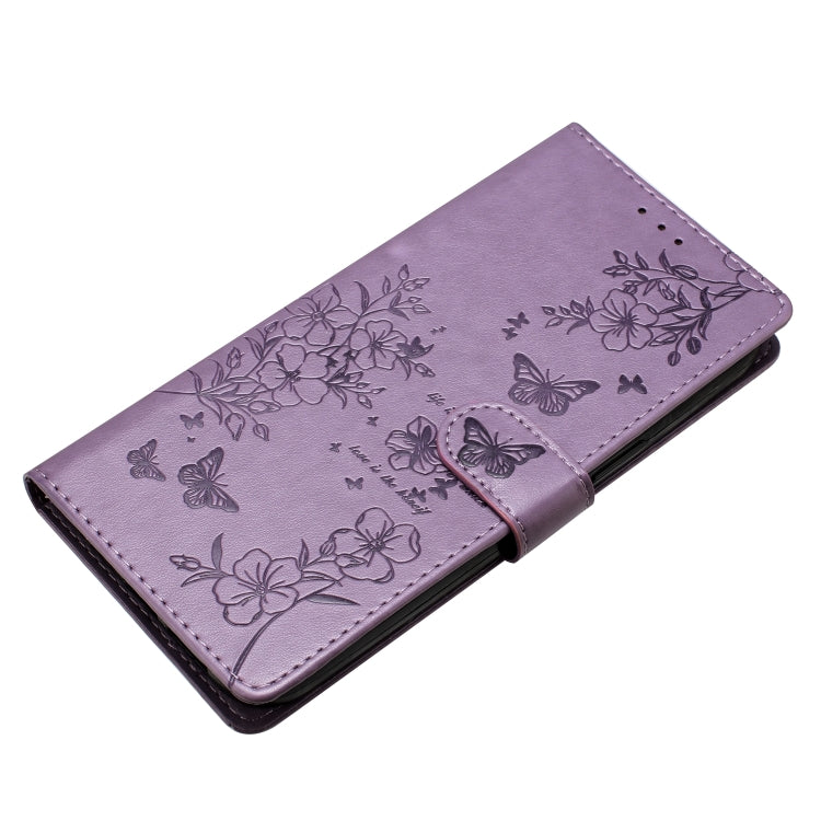 For Ulefone Note 14 Butterflies and Flowers Leather Phone Case(Purple)