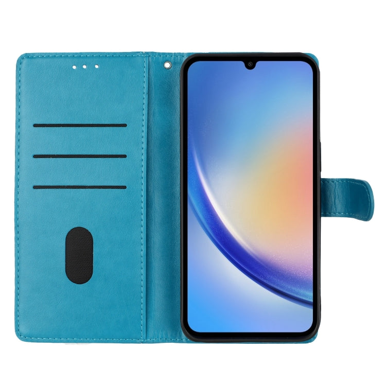 For Ulefone Note 14 Butterflies and Flowers Leather Phone Case(Blue)