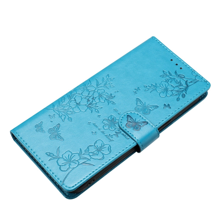 For Ulefone Note 14 Butterflies and Flowers Leather Phone Case(Blue)