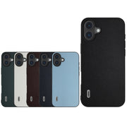 For iPhone 16 ABEEL Black Frame Genuine Leather Elegant Phone Case(Green)