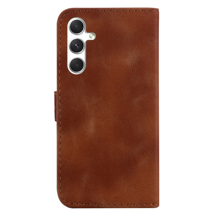 For Samsung Galaxy S25 5G Seven-shaped Embossed Leather Phone Case(Brown)