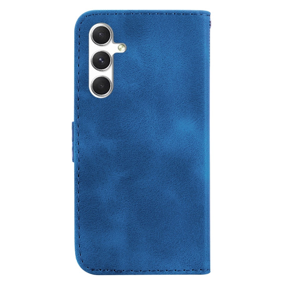 For Samsung Galaxy S25 5G Seven-shaped Embossed Leather Phone Case(Blue)