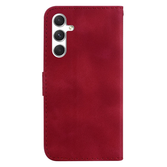 For Samsung Galaxy S25 5G Seven-shaped Embossed Leather Phone Case(Red)
