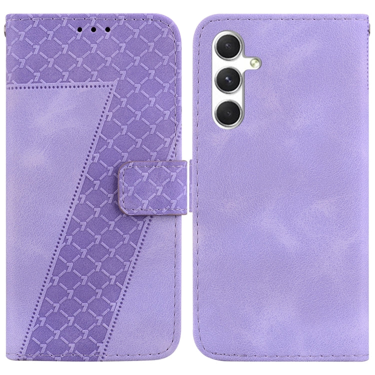 For Samsung Galaxy S25+ 5G Seven-shaped Embossed Leather Phone Case(Purple)