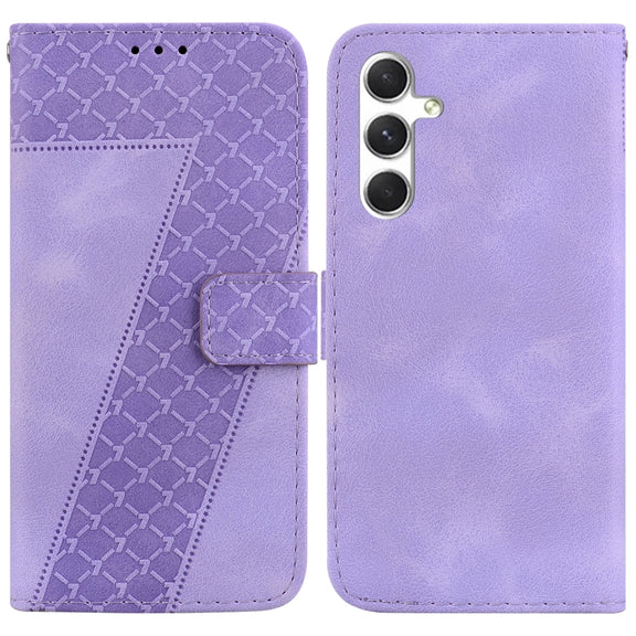 For Samsung Galaxy S25+ 5G Seven-shaped Embossed Leather Phone Case(Purple)