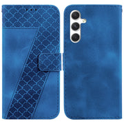 For Samsung Galaxy S25+ 5G Seven-shaped Embossed Leather Phone Case(Blue)