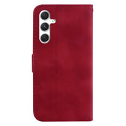 For Samsung Galaxy S25+ 5G Seven-shaped Embossed Leather Phone Case(Red)