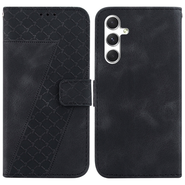 For Samsung Galaxy S25+ 5G Seven-shaped Embossed Leather Phone Case(Black)