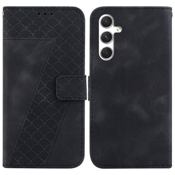 For Samsung Galaxy S25+ 5G Seven-shaped Embossed Leather Phone Case(Black)