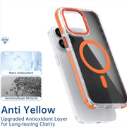 For iPhone 16 Pro Max Magsafe Dual-Color Transparent Black Full Coverage Phone Case(Orange)