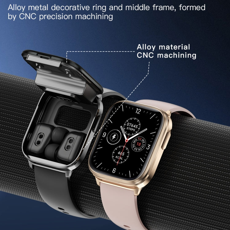 X9 1.85 inch Square Screen 2 in 1 Bluetooth Earphone Smart Watch(Gold Pink)