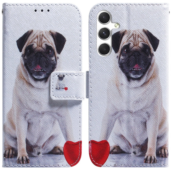 For Samsung Galaxy S25+ 5G Coloured Drawing Flip Leather Phone Case(Pug)