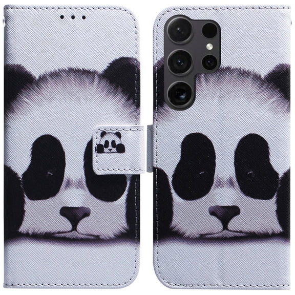 For Samsung Galaxy S25 Ultra 5G Coloured Drawing Flip Leather Phone Case(Panda)