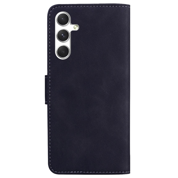 For Samsung Galaxy S25+ 5G Skin Feel Pure Color Flip Leather Phone Case(Black)