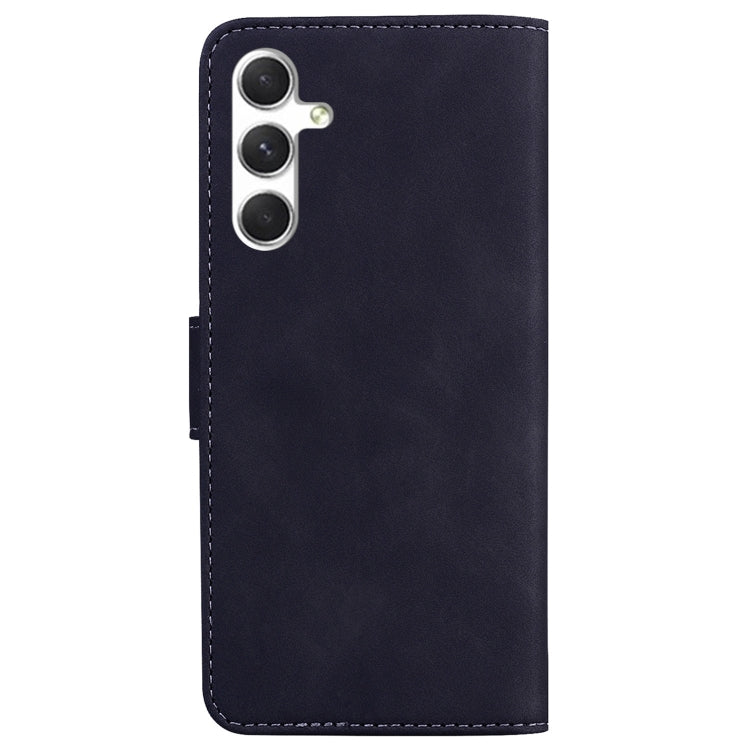 For Samsung Galaxy S25+ 5G Skin Feel Pure Color Flip Leather Phone Case(Black)