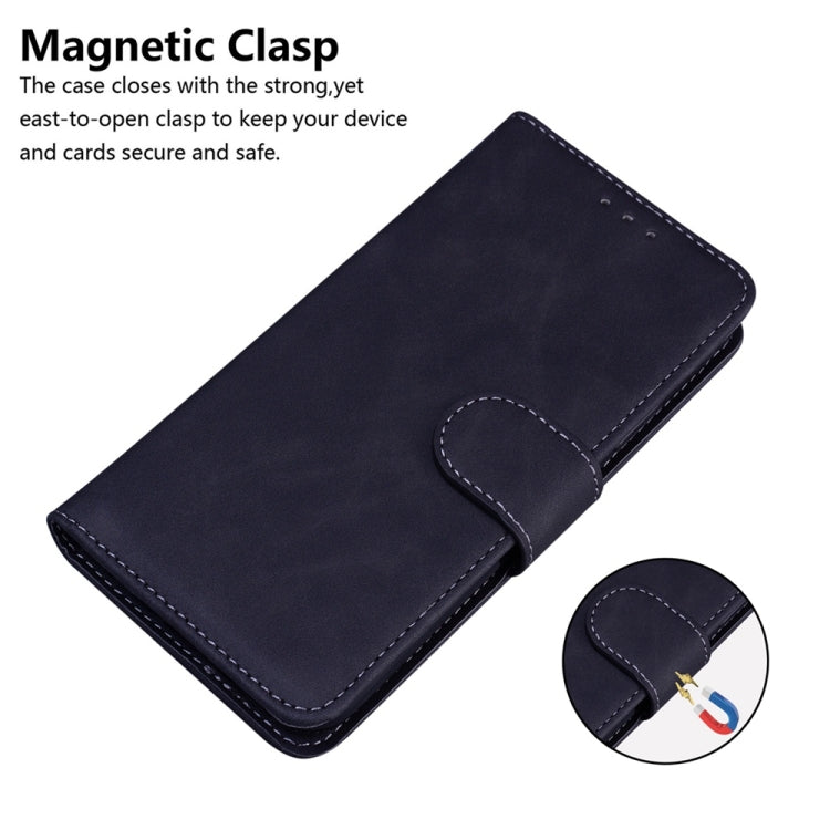 For Samsung Galaxy S25+ 5G Skin Feel Pure Color Flip Leather Phone Case(Black)