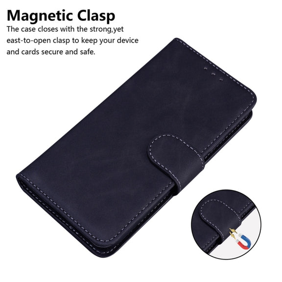 For Samsung Galaxy S25+ 5G Skin Feel Pure Color Flip Leather Phone Case(Black)