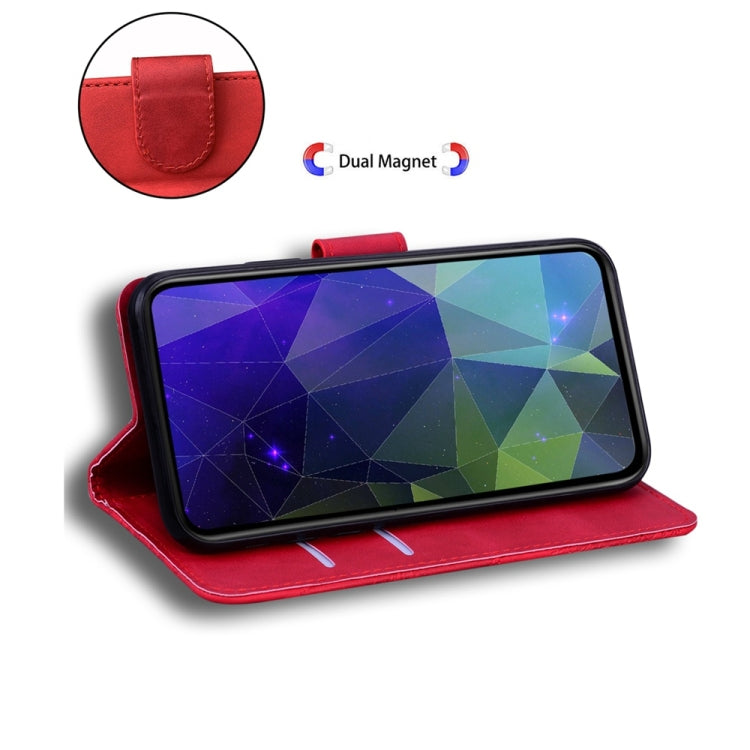 For Samsung Galaxy S25 Ultra 5G Skin Feel Pure Color Flip Leather Phone Case(Red)
