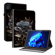 For itel Pad One 10.1 Crystal Texture Painted Leather Smart Tablet Case(Black Rose)