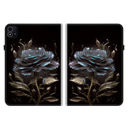 For itel Pad One 10.1 Crystal Texture Painted Leather Smart Tablet Case(Black Rose)