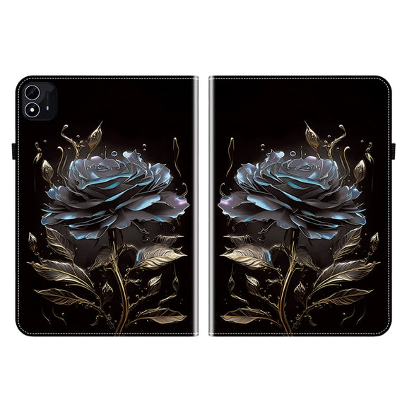 For itel Pad One 10.1 Crystal Texture Painted Leather Smart Tablet Case(Black Rose)