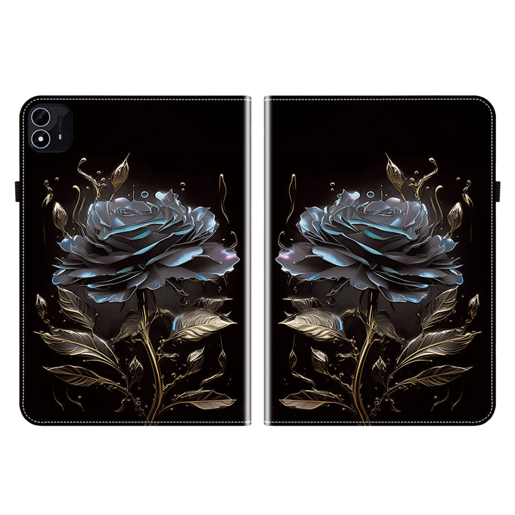 For itel Pad One 10.1 Crystal Texture Painted Leather Smart Tablet Case(Black Rose)