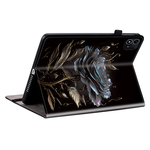 For itel Pad One 10.1 Crystal Texture Painted Leather Smart Tablet Case(Black Rose)