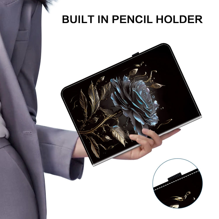 For itel Pad One 10.1 Crystal Texture Painted Leather Smart Tablet Case(Black Rose)