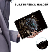 For itel Pad One 10.1 Crystal Texture Painted Leather Smart Tablet Case(Black Rose)