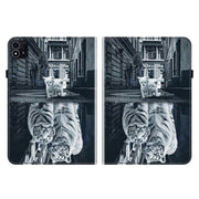 For itel Pad One 10.1 Crystal Texture Painted Leather Smart Tablet Case(Cat Reflection Tiger)